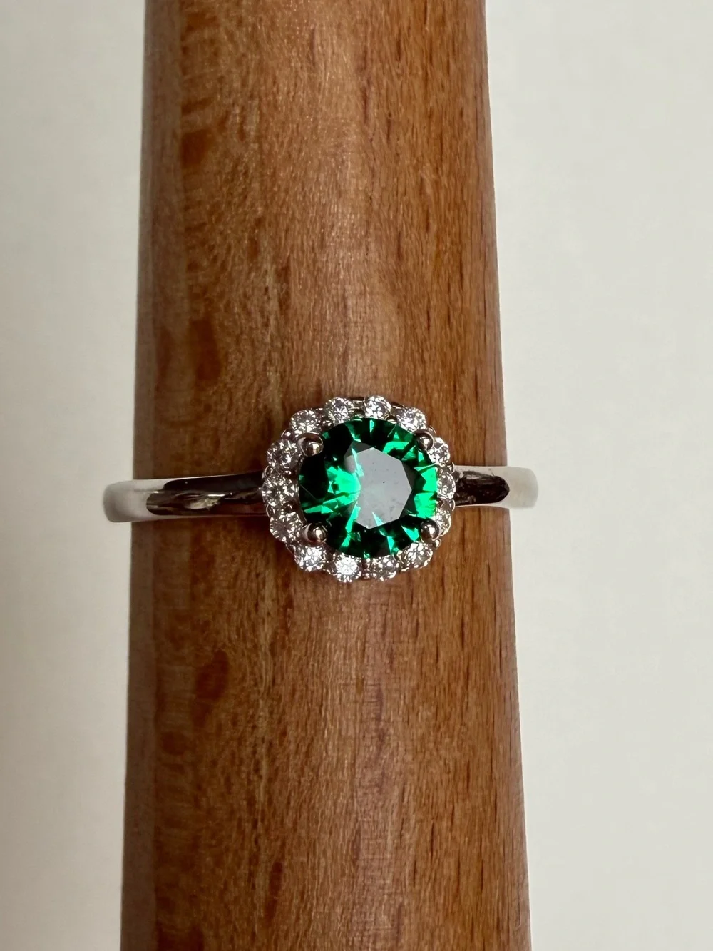 925 Emerald Moissanite Ring